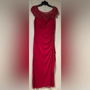 MSK Red Beaded Evening Dress